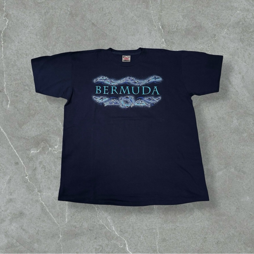 Vintage 90s Bermuda Vacation Navy Blue Men's Shirt